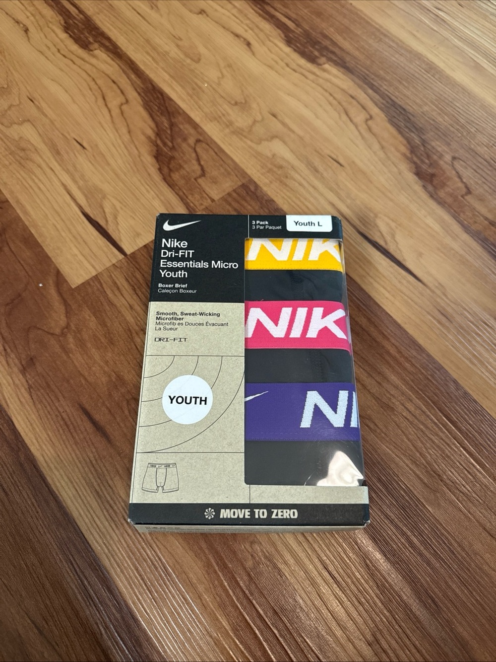 3 PACK NIKE DRI-FIT Essentials MICRO YOUTH STRETCH BOXER BRIEFS LARGE